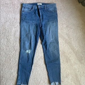 Madewell high rise skinny jeans drop step hem